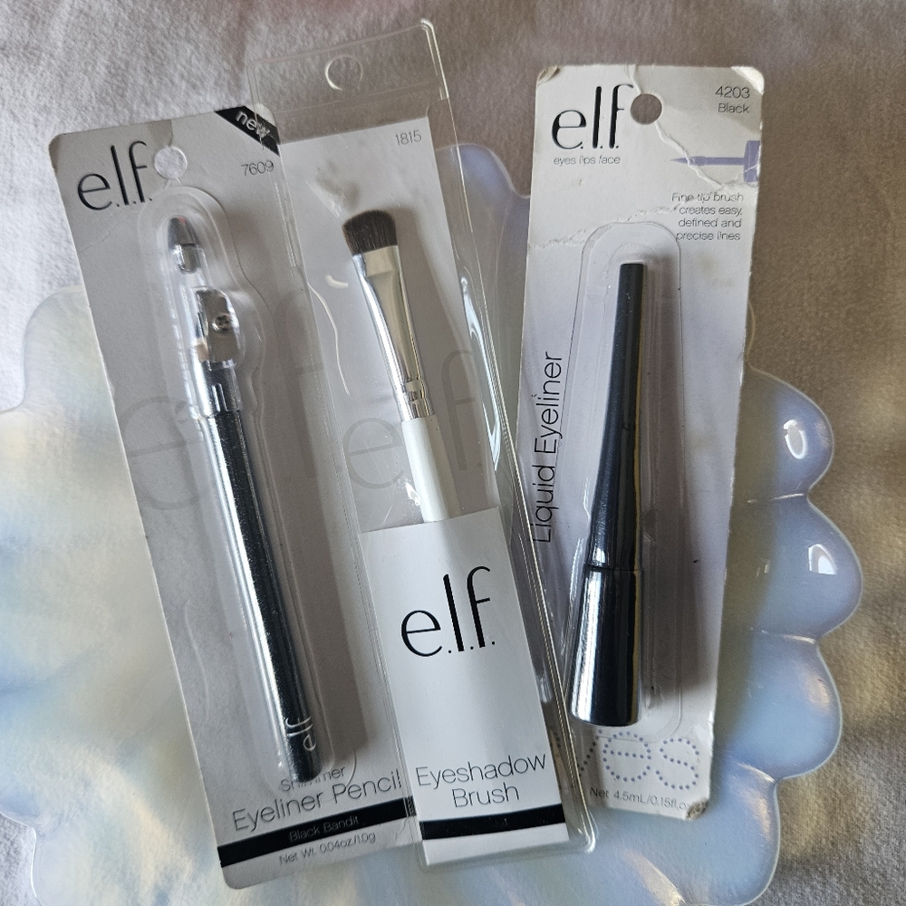 ELF eye shadow brush, Liquid liner and eye liner pencil bundle